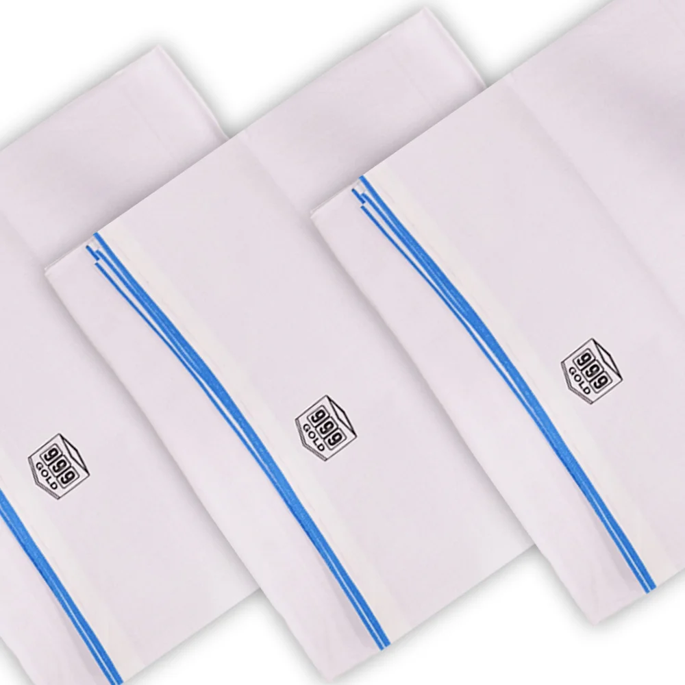 Men's Sarong White Plain with Blue Border