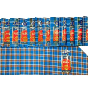 Wall Clock - Men's Sarong Blue Check